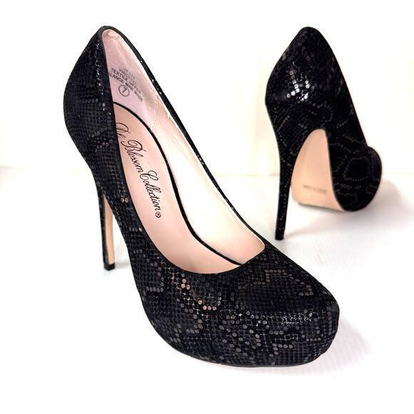 De Blossom Collection Shoes - De Blossom Collection Stiletto Heels Size 7 Platform Vegan Snakeskin Glam Party